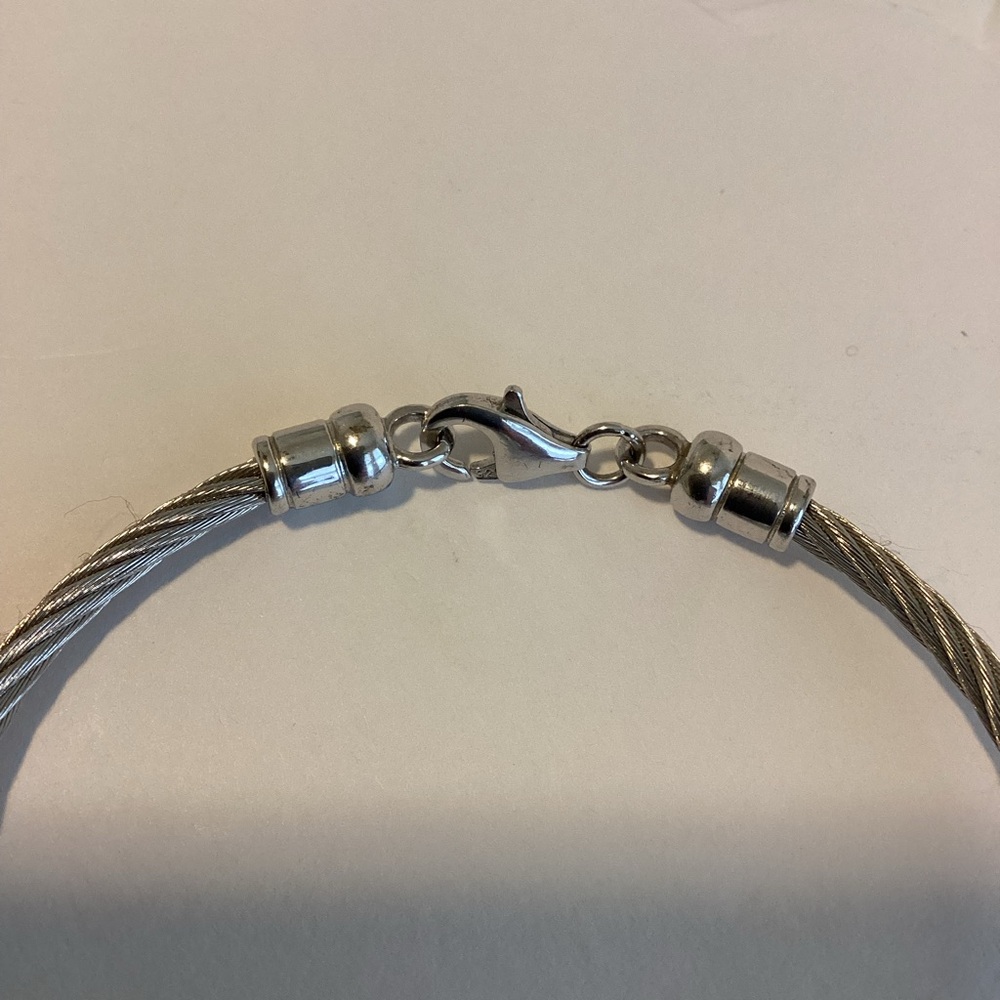 925 Sterling Silver Twisted Cable Pearl Bangle Bracelet Classic Layering Piece - Picture 7 of 10